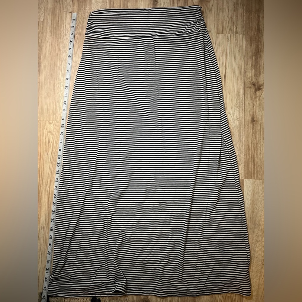 Faded Glory Black & White Striped Maxi Skirt | Size Small | 35” Length